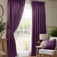 Purple Madison Dobby Fabric Squares Lined Tape Top Pencil Pleat Curtains Pair