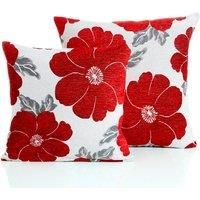 POPPY Floral Modern Thick Chenille Cushion Cover 18" x 18" & 22" x 22" 8 Colours