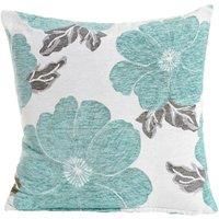 Poppy, Chenille Cushion Covers, Floral Cushions, Pillow Covers, 18" x 18", 45cm x 45cm (Blue)