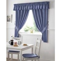 GINGHAM CHECK KITCHEN CURTAIN ~ FREE Tiebacks ~ Many Colours & Sizes