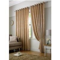 Ideal Textiles Alan Symonds Tivoli Leaf Woven Jacquard Eyelet Lined Curtains, Latte, 46 x 90 Inch