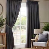 Charcoal Madison Dobby Fabric Lined Tape Top Pencil Pleat Curtains Pair