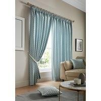Alan Symonds Cotswold Fully Lined Jacquard Pencil Pleat Taped Top Curtains - Pair (Teal, 46" x 90" (117x229cm))
