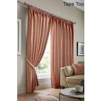 Alan Symonds Cotswold Fully Lined Jacquard Pencil Pleat Taped Top Curtains - Pair (Orange/Terracotta, 66" x 90" (167x229cm))