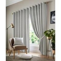 Alan Symonds Jacquard Curtains Eyelet Ring Top Fully Lined, Silver, 90 x 90