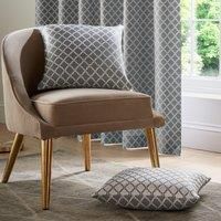 Latte Cotswold Soft Geometric Lattice Lined Eyelet Ring Top Curtains Pair