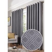 Alan Symonds Blackout Curtains Eyelet Ring Top Diamond, Polyester, Silver, 46 x 72