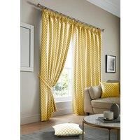 Ochre Cotswold Geometric Lattice Lined Tape Top Pencil Pleat Curtains Pair