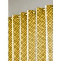 Alan Symonds Jacquard Curtains Eyelet Ring Top Fully Lined, Ochre, 46 x 54, 46" x 54"