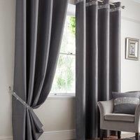Silver Palace Diamante Band Blockout Ready Made Eyelet/ring Top Curtains Pair