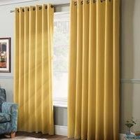 Alan Symonds 100% Blackout Curtains Pair Eyelet Ring Top Noise Reducing Luxury 41 x 72 Ochre, 104cm x 183cm