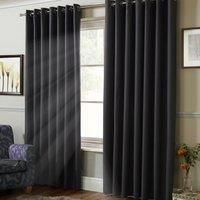 Alan Symonds 100% Blackout Curtains Pair Eyelet Ring Top Noise Reducing Luxury 41 x 72 Charcoal, 104cm x 183cm