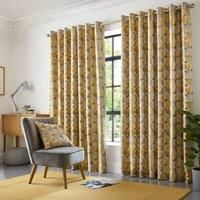 Alan Symonds Skandi Lined Ring/Eyelet Top Curtains (Ochre, 90" x 72" (229 x 183cm))