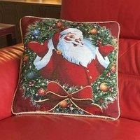 Christmas Tapestry Cushion Covers 45x45cm . lovely quality and beautiful designs (Santa Wreath)