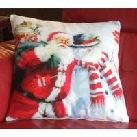 Alan Symonds Christmas Cushion Cover 18" x 18" Santa and Snowman
