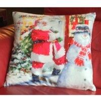 Santa House Christmas Edition Velvet Unfilled Cushion Covers 17" X 17"