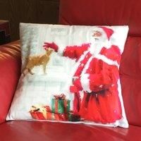 Alan Symonds Christmas Cushion Cover 18" x 18" Santa and Cat