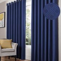 Diamond Geometric Blockout Ready Made Eyelet/ring Top Curtains Pair