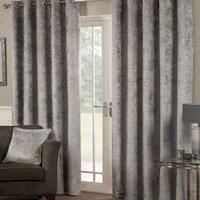 CRUSHED VELVET Luxurious Lined Ready Made Eyelet / Ring Top Curtains Pair
