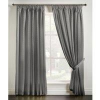 Silver Madison Dobby Fabric Squares Lined Tape Top Pencil Pleat Curtains Pair