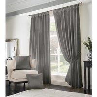 Silver Madison Dobby Fabric Lined Tape Top Pencil Pleat Curtains Pair