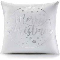 Soft Velvet Feel Merry Christmas Cushion Cover in White 45cm x 45cm (18")