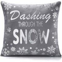 Dashing Snow Christmas Metallic Foil Print Shimmer Velvet Soft Unfilled Cushion