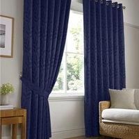 Leaf Trail Woven Fully Lined Slub Yarn Eyelet Ring Top Jacquard Curtains Pair