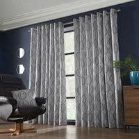 Essential Living Ome Eyelet Ring Top Curtains Silver 117cm x 228cm