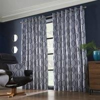 Omega Geometric Circles Jacquard Yarn Lined Eyelet Ring Top Curtains Pair