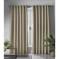 Linen Look Plain Blackout Woven Blockout Eyelet Ring Top Curtains Pair