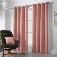 Essential Living Velvet Chenille Eyelet Ring Top Curtains Blush 142cm x 183cm