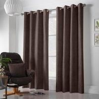 Essential Living Velvet Chenille Eyelet Ring Top Curtains Choc 142cm x 183cm