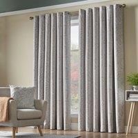 Cream Ferndown Floral Leaf Cascade Blockout Eyelet Ring Top Curtains Pair