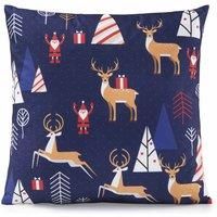 Navy Blue Christmas Eve Scandi Style Festive Seasonal Unfilled Cushion Cover