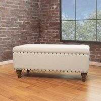 Essential Living Chelsea Storage Ottoman Bench - Charcoal Chrome Upholstered With Flip Lid