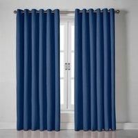 Essential Living Linen Look Eyelet Ring Top Blackout Curtains Blue 161cm x 137cm