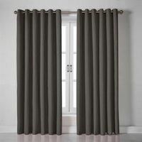 Essential Living Linen Look Eyelet Ring Top Blackout Curtains Charcoal 161cm x 229cm