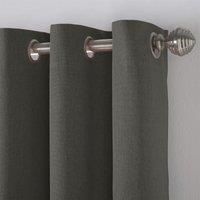 Essential Living Linen Look Eyelet Ring Top Blackout Curtains Charcoal 229cm x 183cm