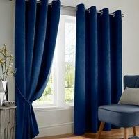 Luxury Living Velvet Blackout 90" x 90" Navy Ring Top Curtains