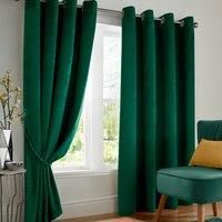 Luxury Living Velvet Blackout 66" x 72" Green Ring Top Curtains, Green