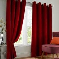 Luxury Living Velvet Blackout 66" x 54" Red Ring Top Curtains, Red