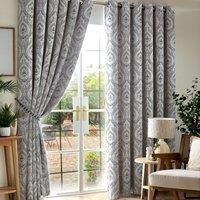 Luxury Living Victoria Blackout 66" X 72" Silver (ring Top Curtains), Silver