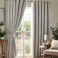 Chenille Woven Thermal Eyelet Ring Top or Taped Top Blackout Curtains Pair
