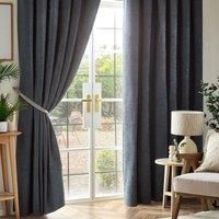 Luxury Living Chenille Blackout 46inch X 54inch Charcoal taped Top Curtains , Grey