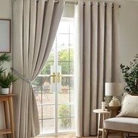 Luxury Living Chenille Blackout 46inch X 90inch Cream ring Top Curtains