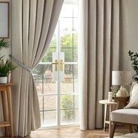 Luxury Living Chenille Blackout 46inch X 90inch Cream taped Top Curtains , Cream
