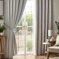 Luxury Living Chenille Blackout 46inch X 90inch Silver taped Top Curtains , Silver