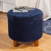 Essential Living Cambridge Tufted Round Storage Ottoman - Ink Navy