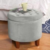 Essential Living Cambridge Tufted Round Storage Ottoman - Dove Grey
